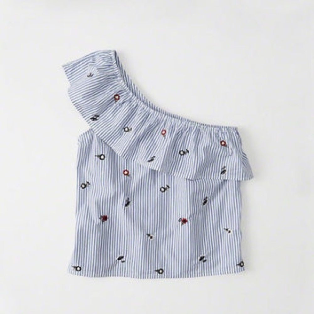 Abercrombie A&F embroidered one shoulder top